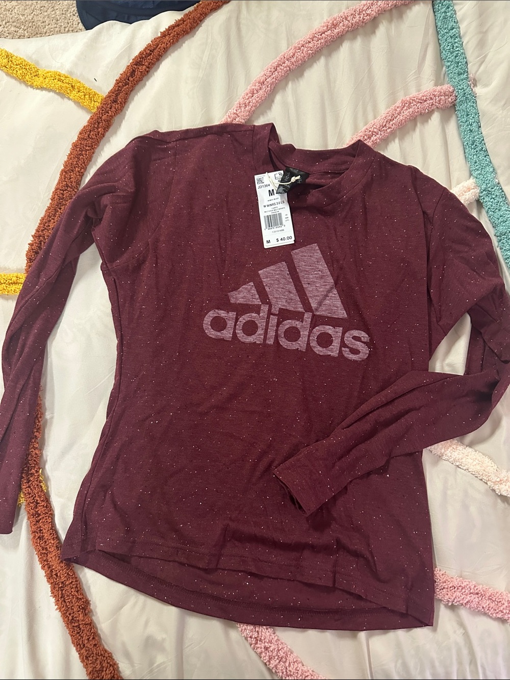 adidas Maroon Crewneck Long-Sleeve Logo Sweater